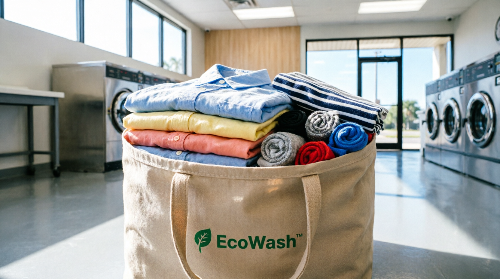 Professional wash and fold laundry service: neatly folded colorful clothes in Tampa